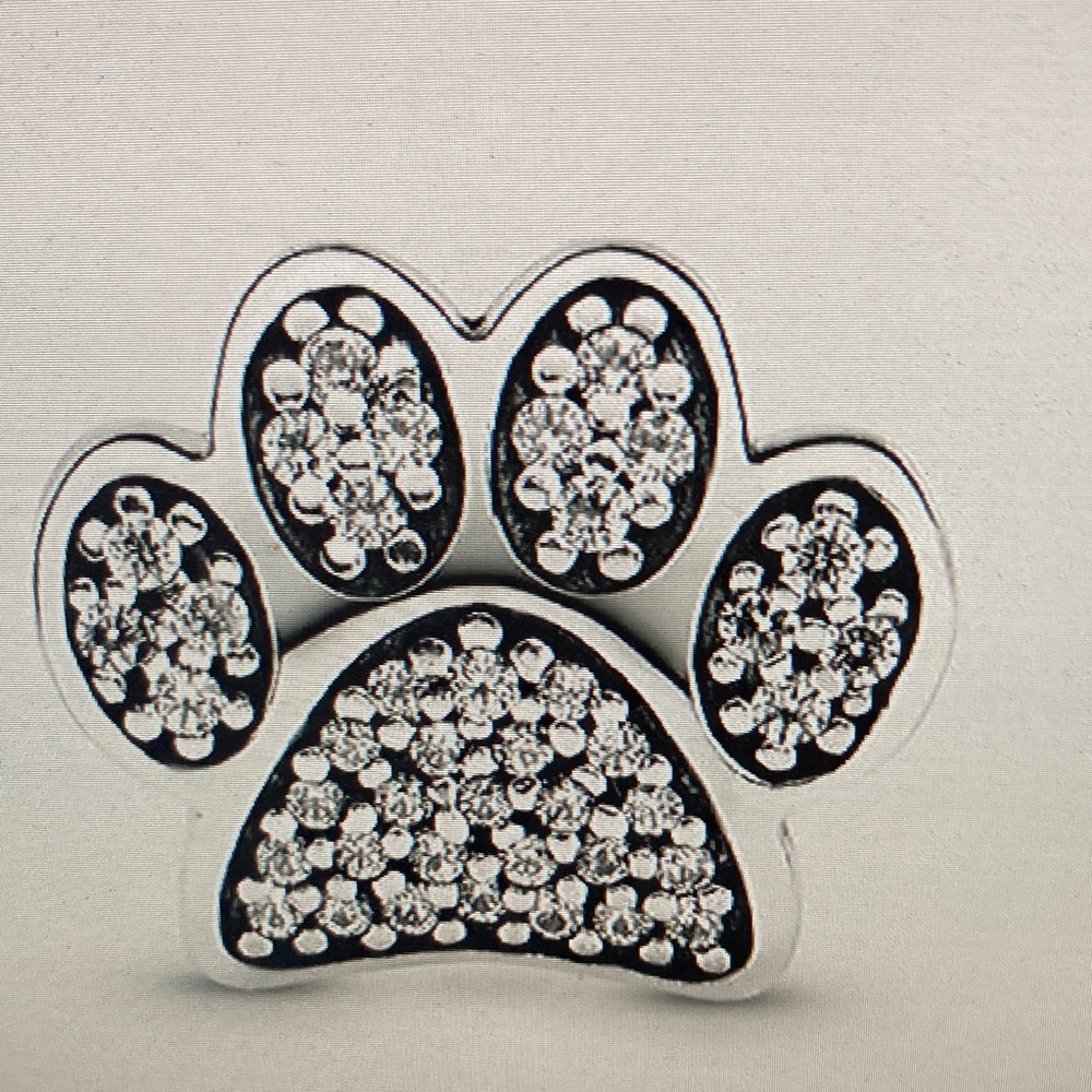 Pandora Silver and Black Paw Print Charm